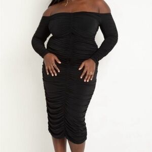 NWOT Eloquii Black Ruched Dress